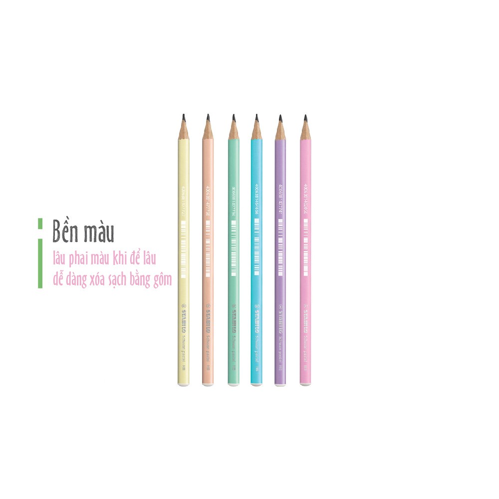 Bộ 6 cây bút chì gỗ STABILO Schwan Pastel 2B 6 màu x 1 (PC421-C6)