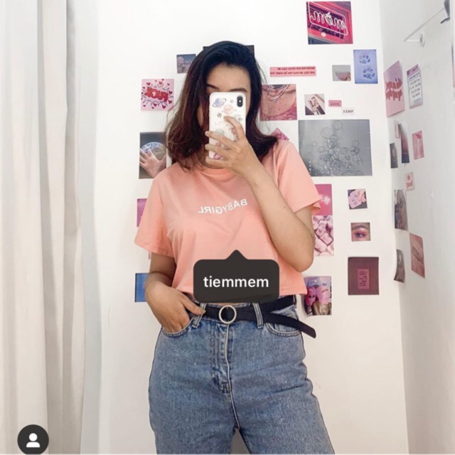 SP000664 Áo màu hồng chữ Babygirl màu trắng- Tiệm Mềm Croptop