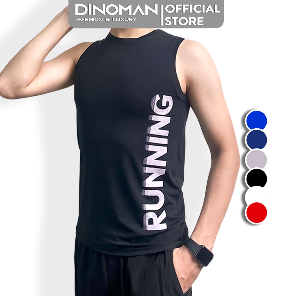 Áo ba lỗ nam DINOMAN Áo tanktop sát nách nam RUNNING Vải Thun Co Giãn 4 Chiều