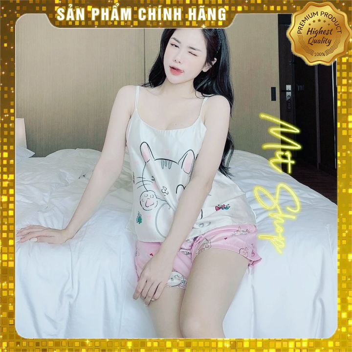 Bộ ngủ hai dây, bộ ngủ nữ hàng hiệu vải latin loại 1 siêu đẹp free size đến 65kg (ảnh, video thật)