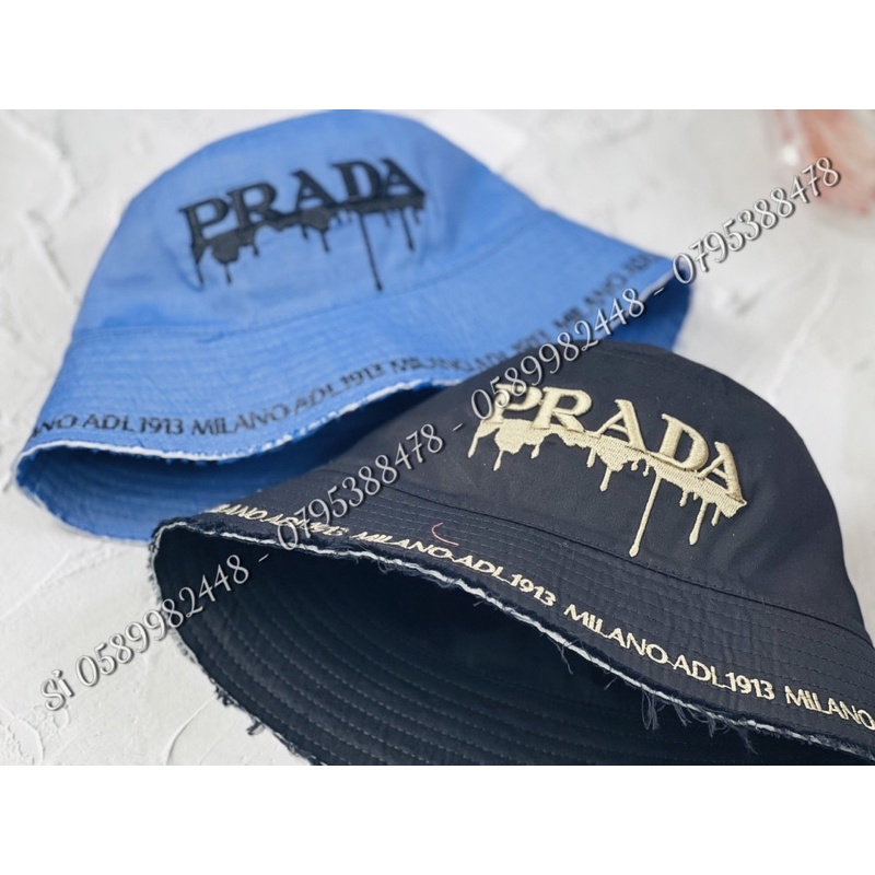 Mũ bucket vành cụp - nón tai bèo 2 mặt phối vành tưa thêu vành chữ P.R.A siêu đẹp chất xịn