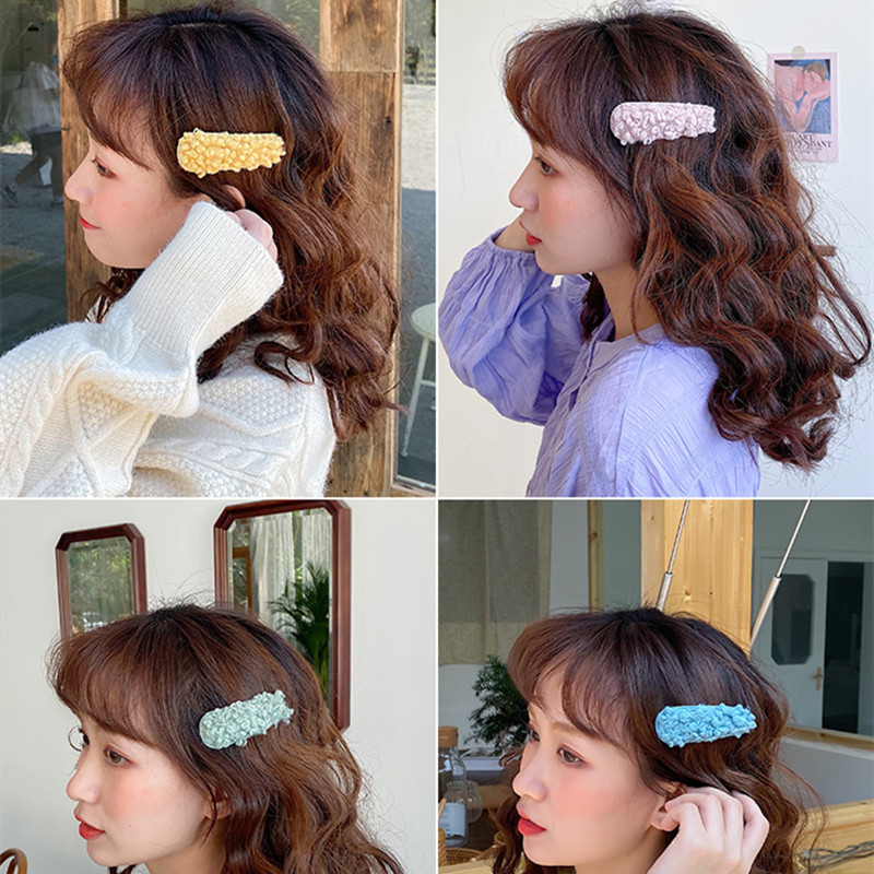 Kẹp Tóc Lông Cừu Xinh Xắn Đáng Yêu Phong Cách Hàn Quốc Cho Nữ