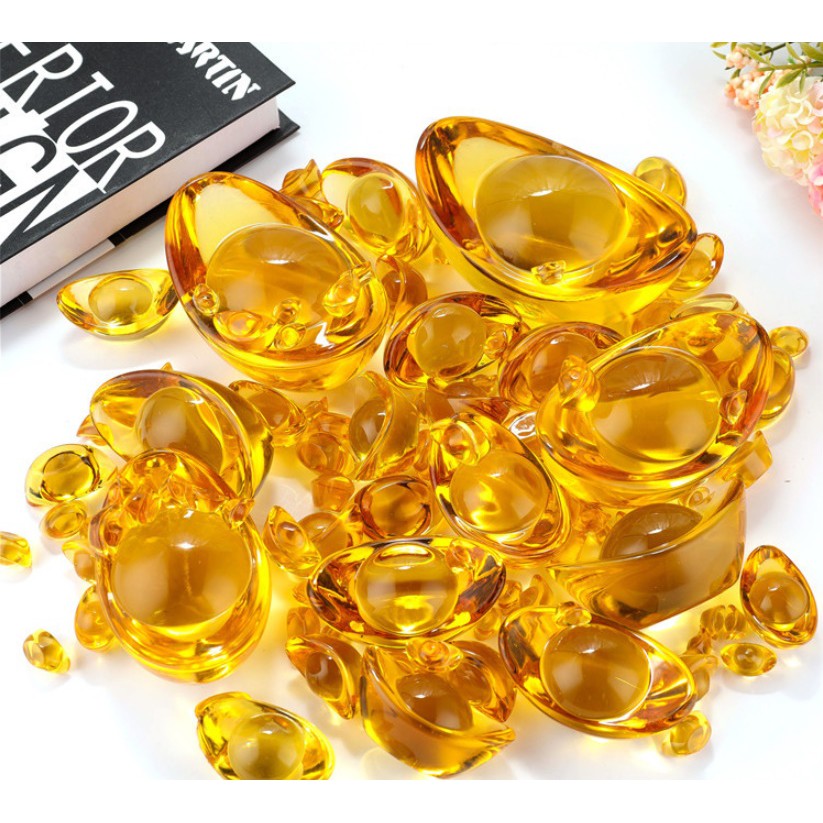 Thỏi Vàng Thần Tài Pha Lê KIM NGUYÊN BẢO nguyên khối cỡ số 2.5cm, phong thủy mang lại may mắn chiêu tài nạp lộc (1 Viên)