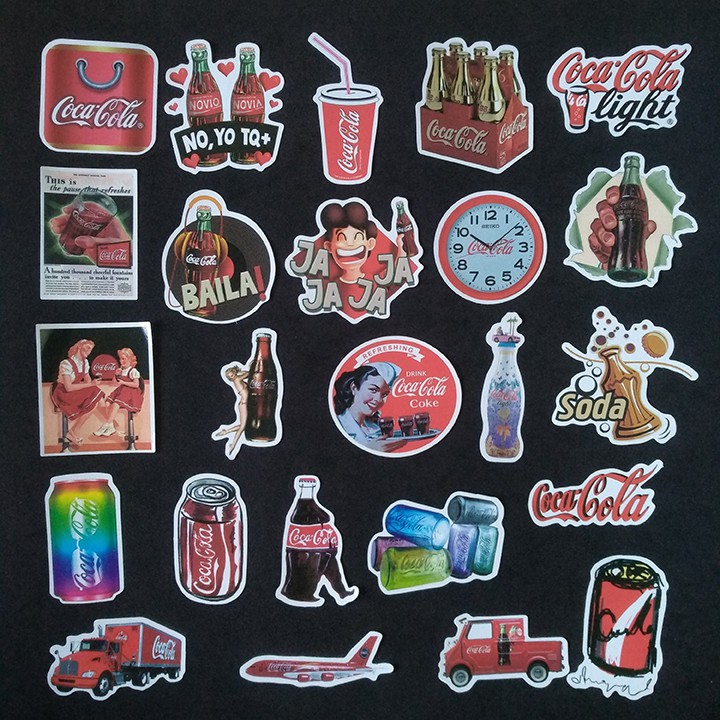 Bộ Sticker dán cao cấp chủ đề COCA-COLA - Dùng dán Xe, dán mũ bảo hiểm, dán Laptop...