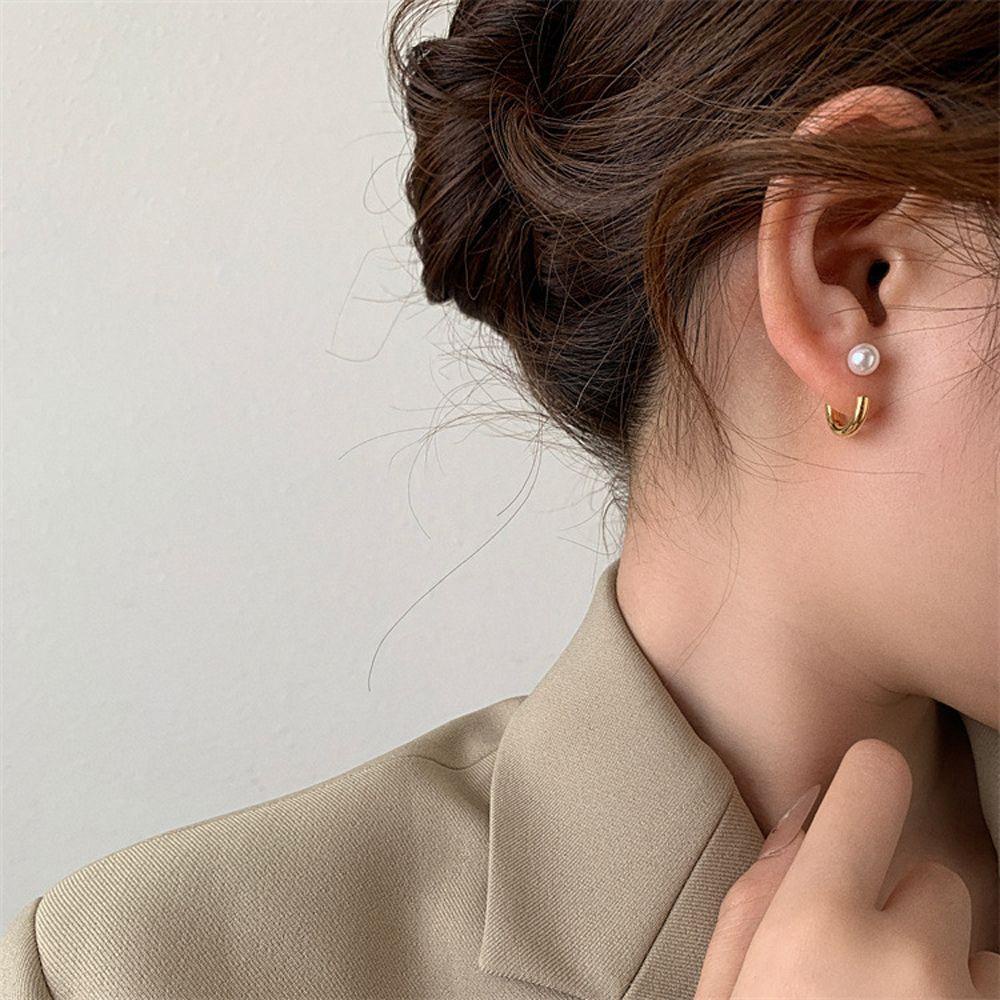 Khuyên Tai Hình Bán Nguyệt Phong Cách Retro Cho Nữ|Kim Hình Chữ C Bằng Kim Loại Chất Lượng Cao