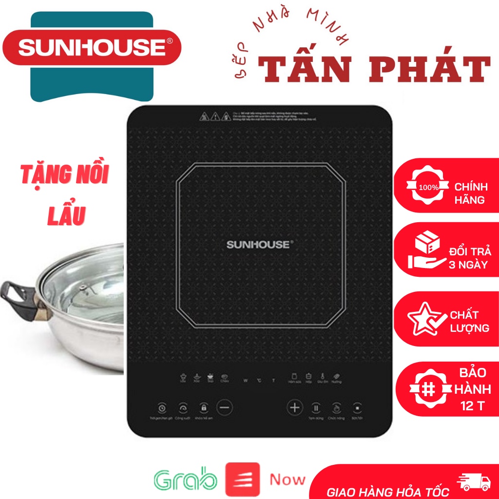Bếp điện từ cảm ứng SUNHOUSE Tặng kèm nồi lẩu inox