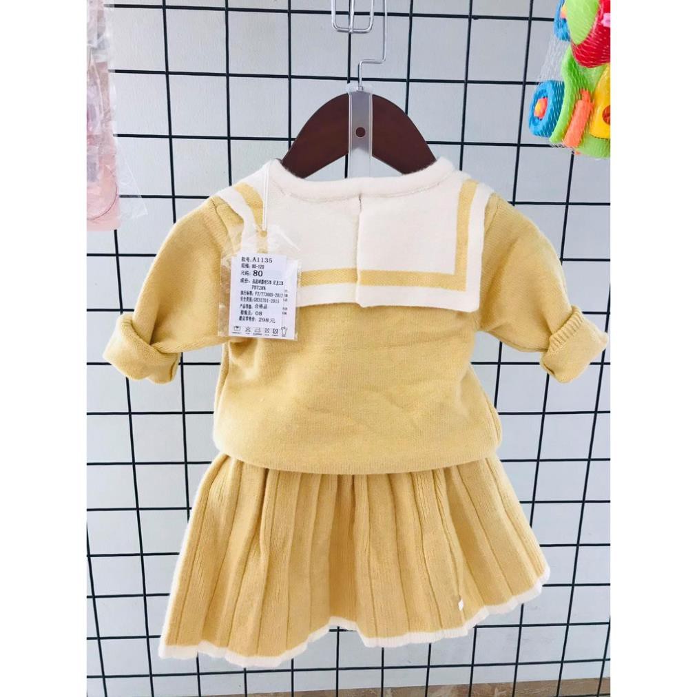Set váy len vàng phong cách tiểu thư cho bé gái M298