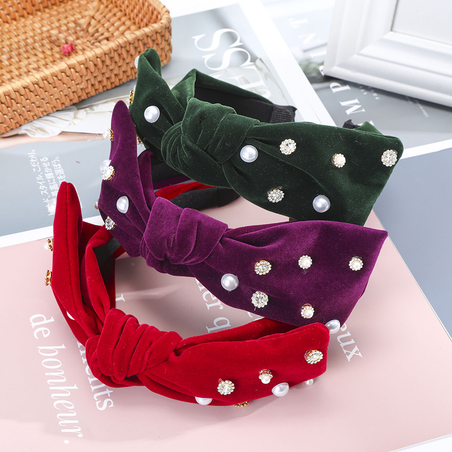 Băng đô vải nhung thiết kế hình nơ đính đá xinh xắn đáng yêu