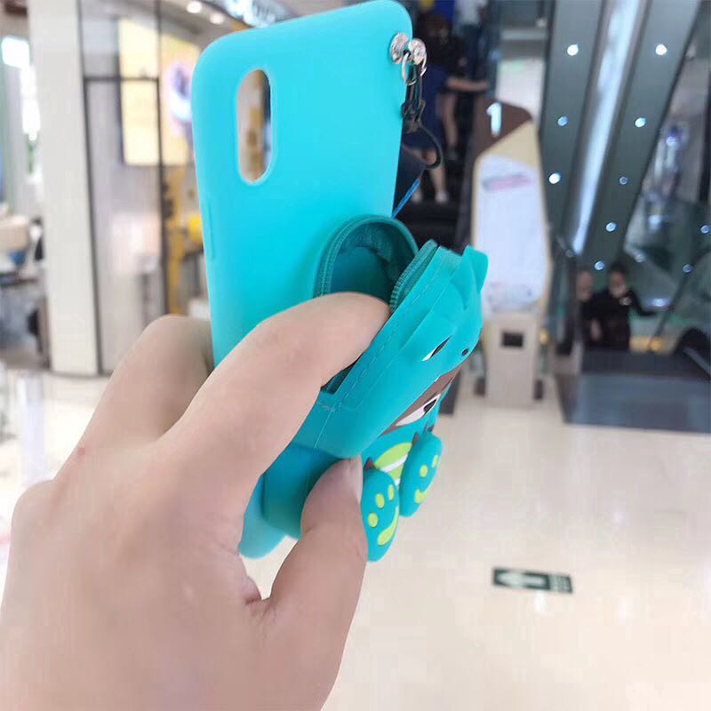 Ốp điện thoại TPU mềm trang trí ví 3D hình thú hoạt hình cho Xiaomi A1 A2 8lite 8 9 8PRO 9SE Mix2 Mix2s Max3 Note3 redmi note8