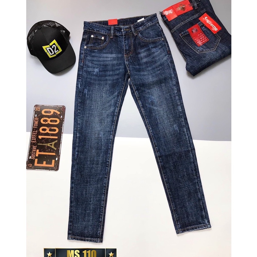 Quần jean nam co giãn 4 chiều, quần bò trơn dáng ôm chất vải cao cấp CAROLLSTORE MS110