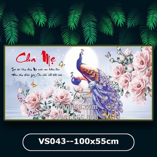 Tranh đính đá venus vs043 cha mẹ kích thước 100x55cm