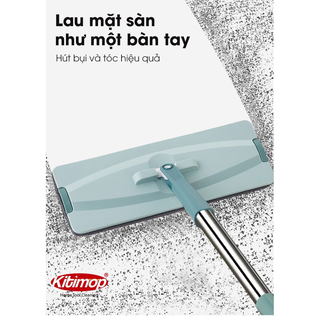 Cây lau nhà thay thế cho bộ lau nhà thông minh tự vắt 2 ngăn bàn lau 33x12cm cán dài 1,25m