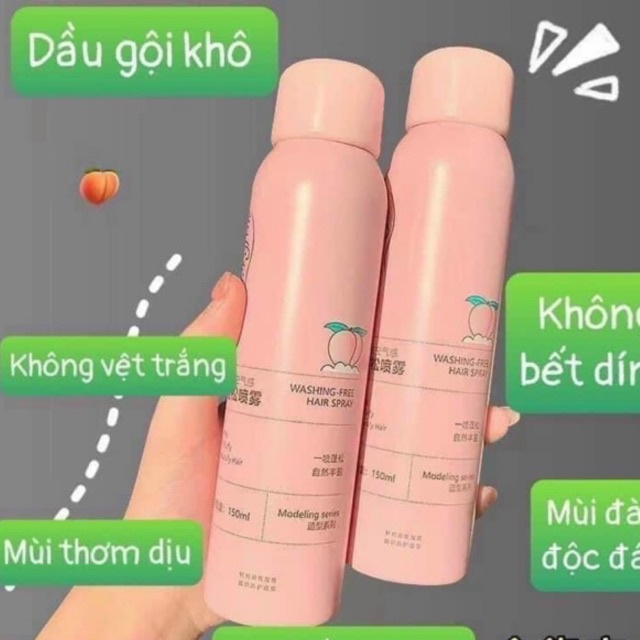 XỊT KHÔ TÓC HƯƠNG ĐÀO HỒNG làm phồng tóc dùng là mê ( xịt gội khô hồng )