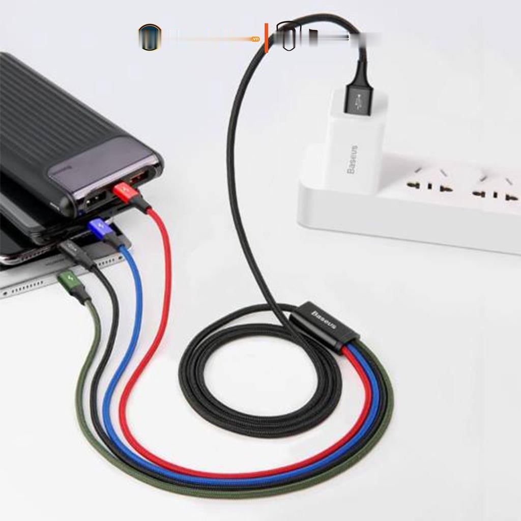 [ 4 đầu ] Cáp sạc nhiều đầu Baseus Rapid gồm 2 đầu iPh + 1 đầu Micro Usb + 1 đầu Type C
