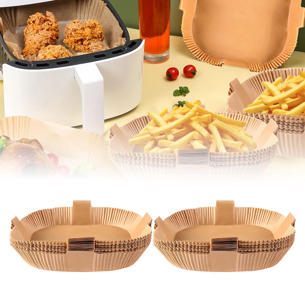 Set 50/100 Miếng Giấy Nướng Bánh Chống Dính Hình Vuông Có Tay Cầm Sử Dụng Một Lần Cho Nhà Bếp