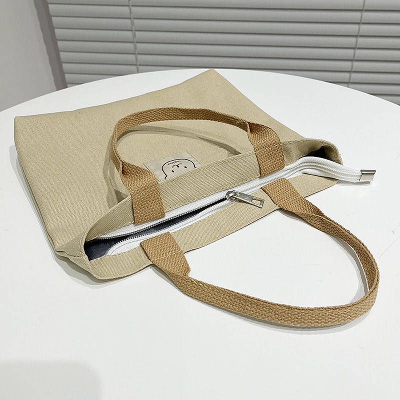 Original Japanese Style Small Bucket Type One-Shoulder Tote Canvas Bag Handbag Simple Versatile Handheld Bento Lunch Box Bag Women 2XOg