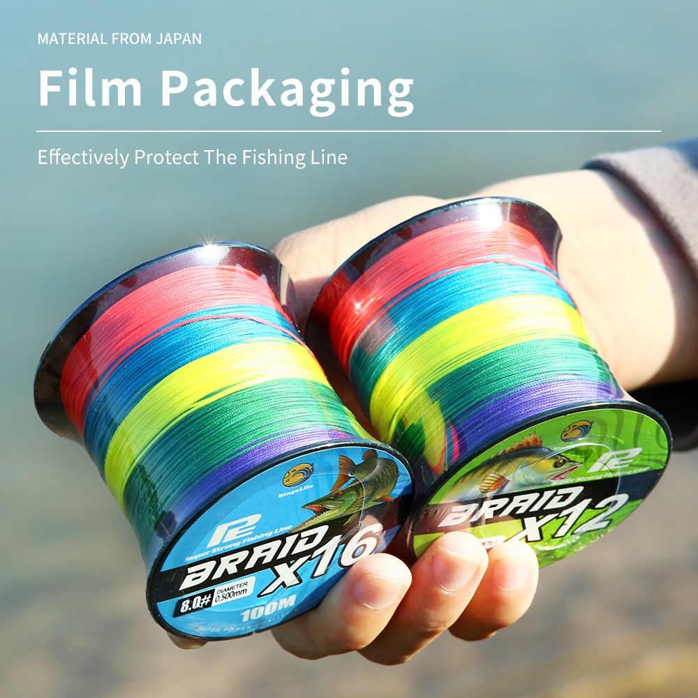 Bingolife Câu Cá Biển x12 x16 Dây Bện Dày PE Dòng Chính Câu Cá Ngừ Bằng Thuyền Thu Hút 100m