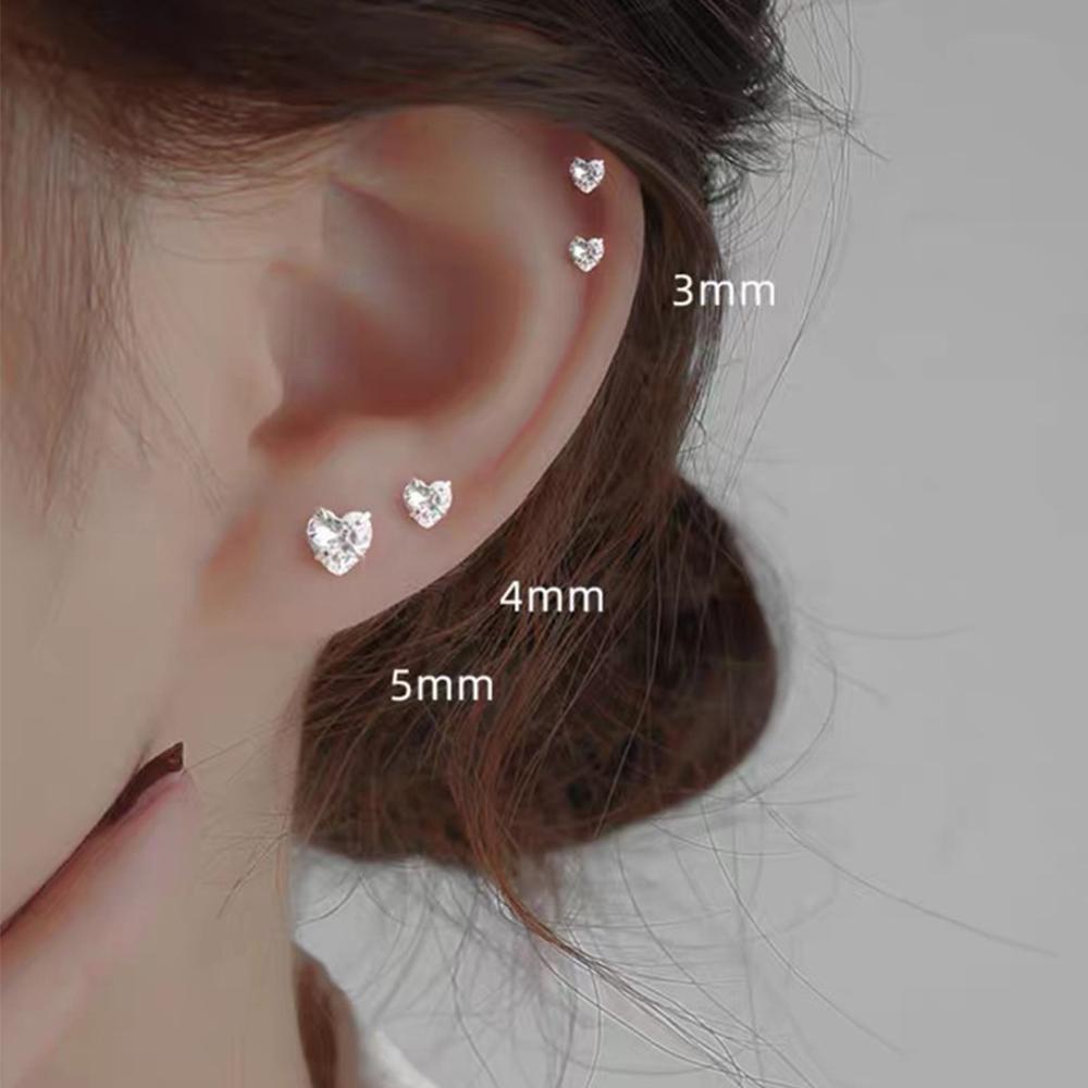 LOMBARD Bông Tai Mạ Bạc 999 Hình Trái Tim Đơn Giản Cho Nữ