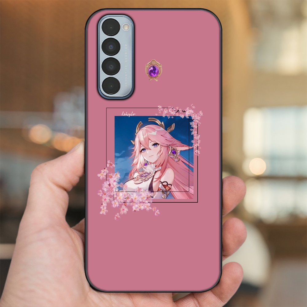 Ốp lưng Oppo Reno 4 Pro viền đen in hình Yae Miko Genshin Impact