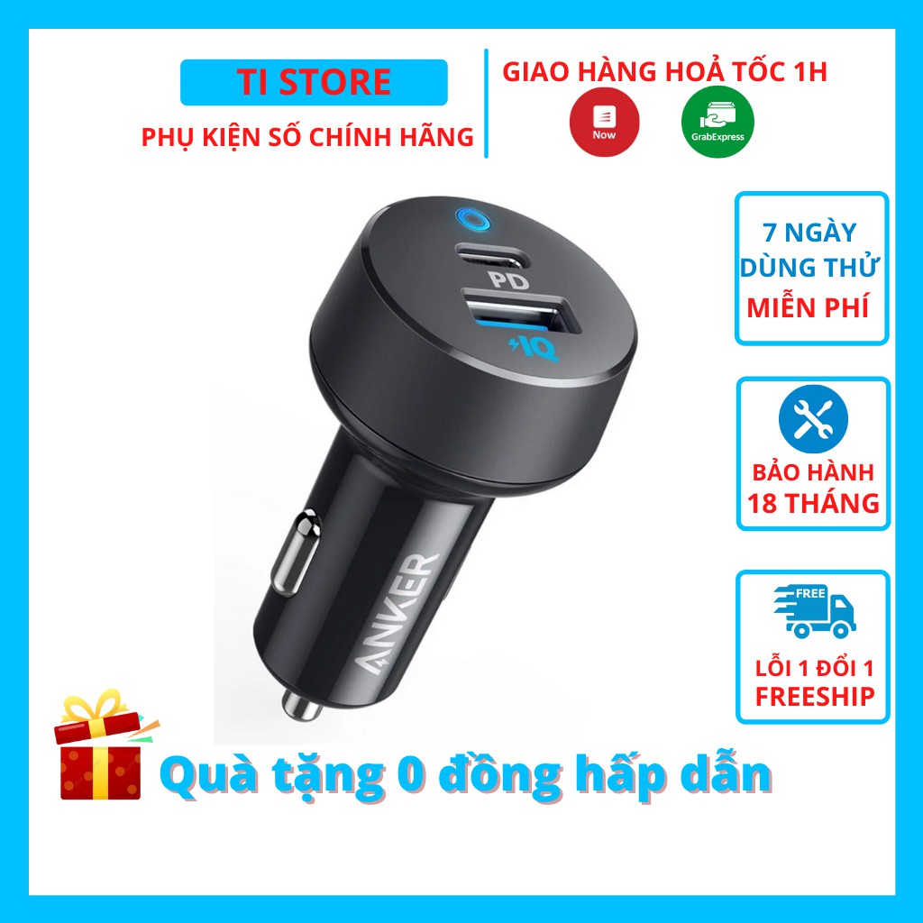 [Mã 154ELSALE2 giảm 7% đơn 300K] Tẩu sạc ô tô ANKER A2721 33w PowerDrive PD+2 Sạc nhanh Android IPhone IPAD - tistore