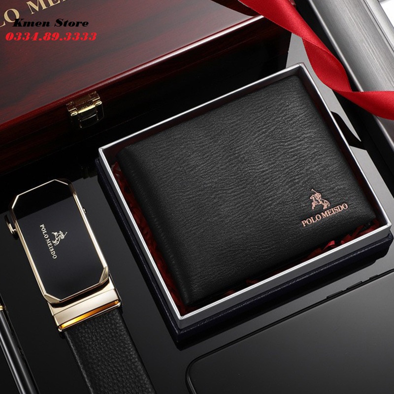 Set Ví Thắt Lưng Da Nam, Combo Dây Lưng Nam, Ví Da Nam Cao Cấp POLO MEISDO