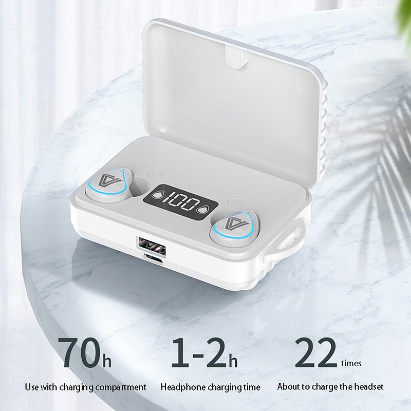 Tai Nghe Bluetooth Không Dây Tws 2000mah Chống Nước Kèm Hộp Sạc