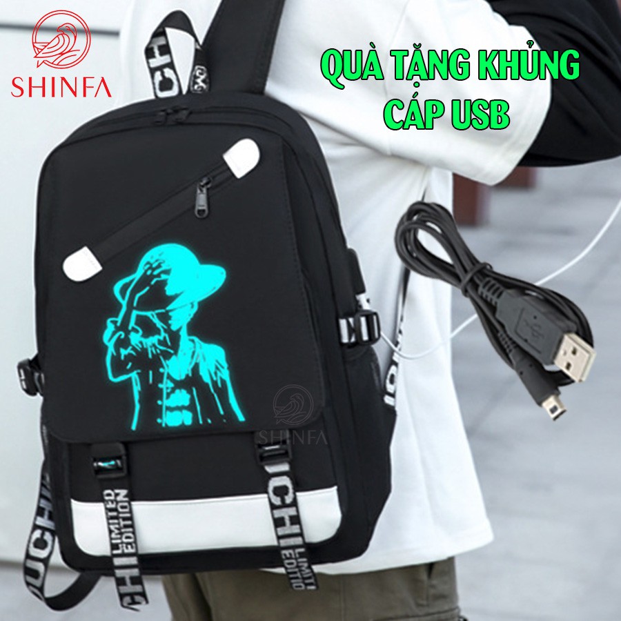 Balo nam nữ đi học thời trang phát sáng dạ quang Shinfa - TẶNG cáp sạc USB - Cặp đi học HOT nhất 2021