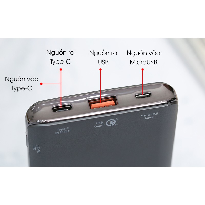 Pin sạc dự phòng không dây Polymer 10.000mAh Type C PD QC3.0 Xmobile P66D Xám