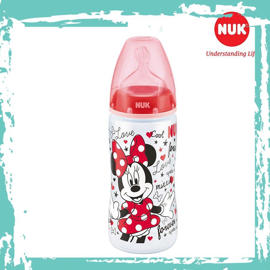 Nhập khẩu (Chính hãng)Bình sữa NUK nhựa PP Mickey 300ml núm ti Silicone Chính hãng