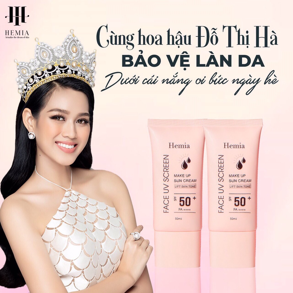 Kem Chống Nắng Hemia Dành Cho Mặt SPF 50+ Dưỡng Trắng Da, Kiềm Dầu, Dùng Được Cho Cả Da Mụn, Da Khô Da Thường Hàn Quốc