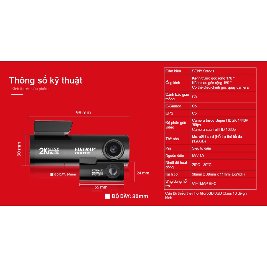 Cam hành trình KC01  có cảnh báo tốc độ Vietmap