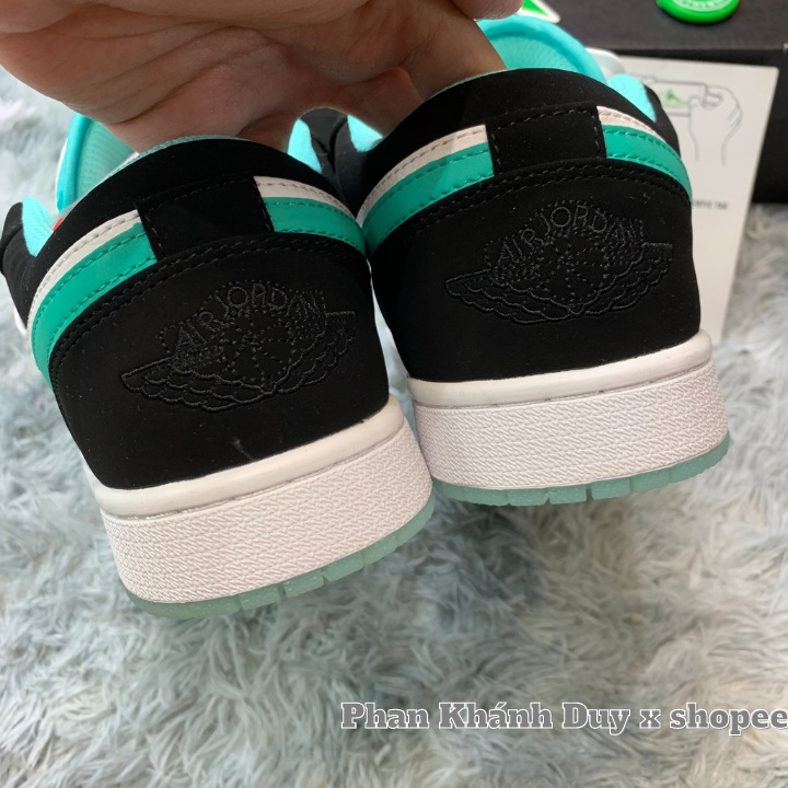 Giày jd cổ thấp | giày thể thao jordan xanh đen - jordan xanh ngọc | sneaker air jordan 1 low island green đế dạ quang