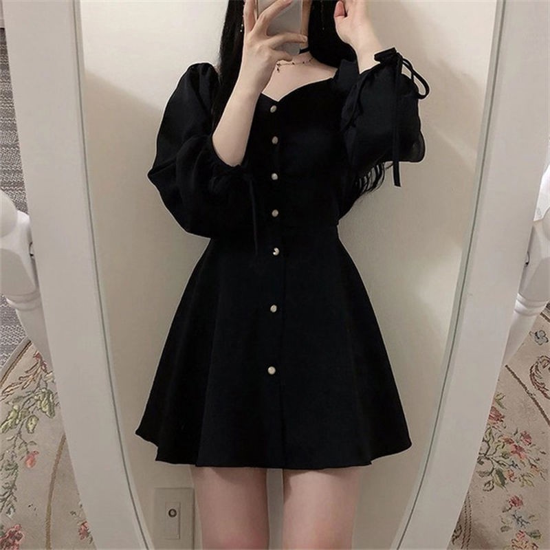 Váy Xòe Nơ Tay Cực Xinh  ⚡️ẢNH THẬT⚡️ Đầm Cotton Dài Dáng Xinh