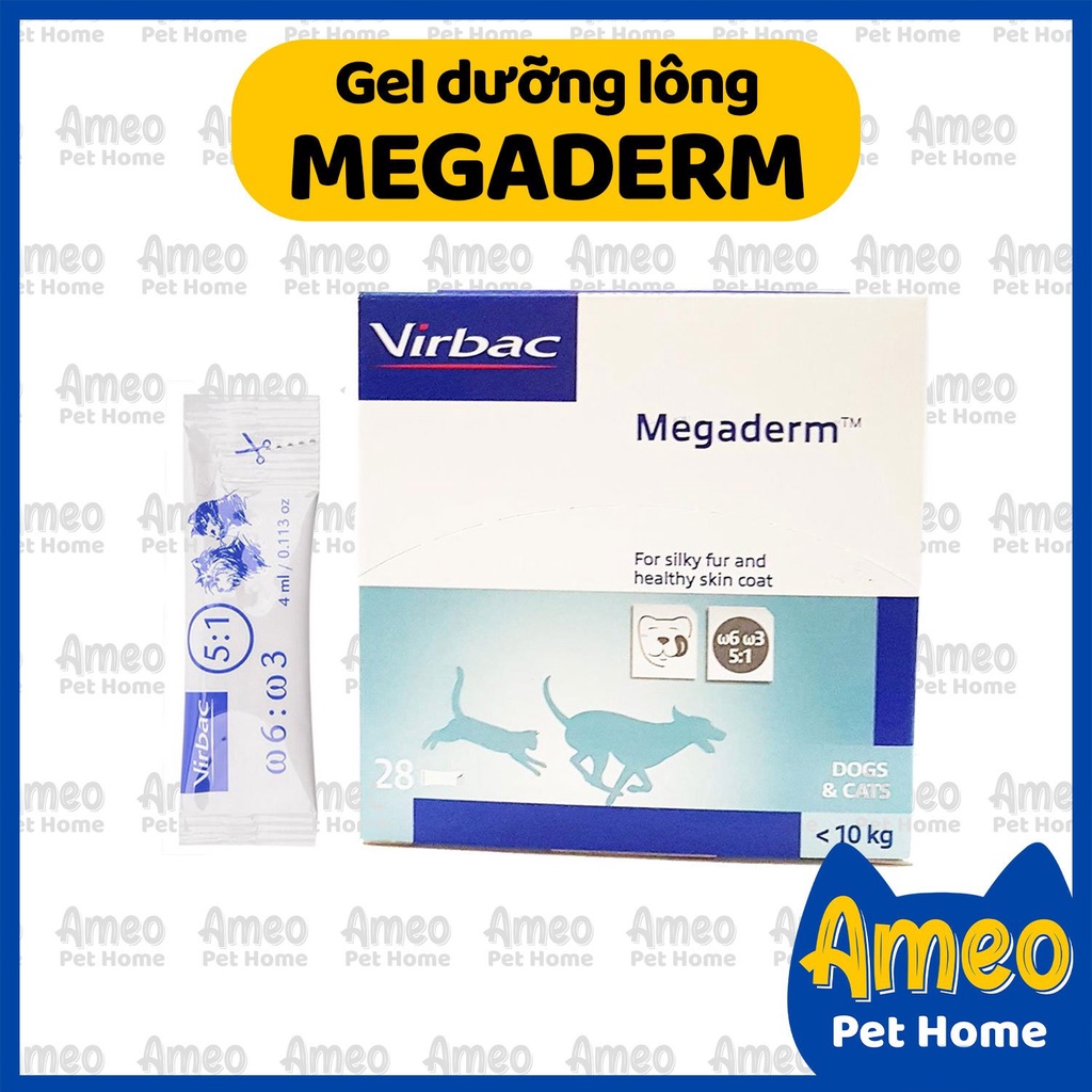 Gel Mượt lông chó mèo Viirbac - Gel dinh dưỡng Megaderm dưỡng da giảm rụng lông thú cưng