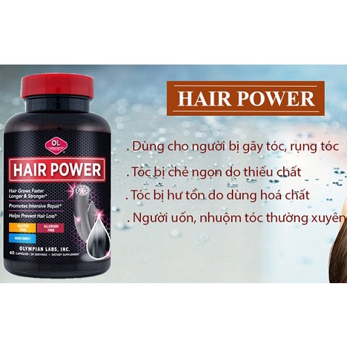 Viên Uống Mọc Tóc Hair Power Olympian Labs Giảm Gãy Rụng, Kích Thích Tóc Mọc Hiệu Quả 40 Viên