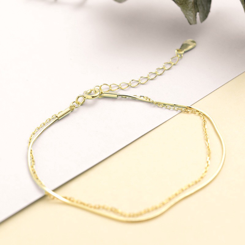 Vòng Đeo Tay MG STUDIO Từ Bạc Sterling S925 Hai Lớp Kiểu Xương Rắn Siêu Mịn | BigBuy360 - bigbuy360.vn