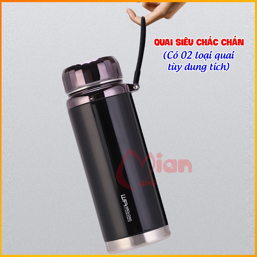 Bình nước giữ nhiệt inox MIAN MART - Dung tích 600/780/1000/1200ML INOX cao cấp - BH 3 tháng tặng kèm khăn lau siêu thấm