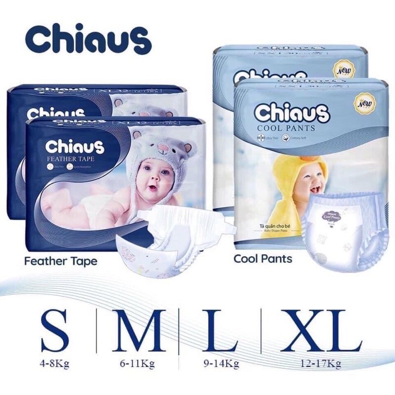 100 bỉm dán Chiaus Size s 3 7kg