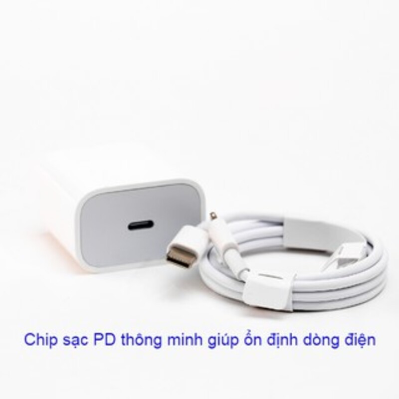 Bộ Sạc Nhanh 20W Cho Iphone PD USB-C To Lightning, Hỗ Trợ Sạc Nhanh Tối Đa Cho Iphone 12, Bảo Hành 12 Tháng Lỗi 1 Đổi 1