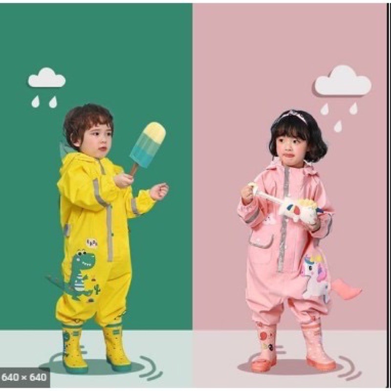 Bộ quần áo mưa liền quần Hàn Quốc dành cho bé ( không bao gồm ủng )
