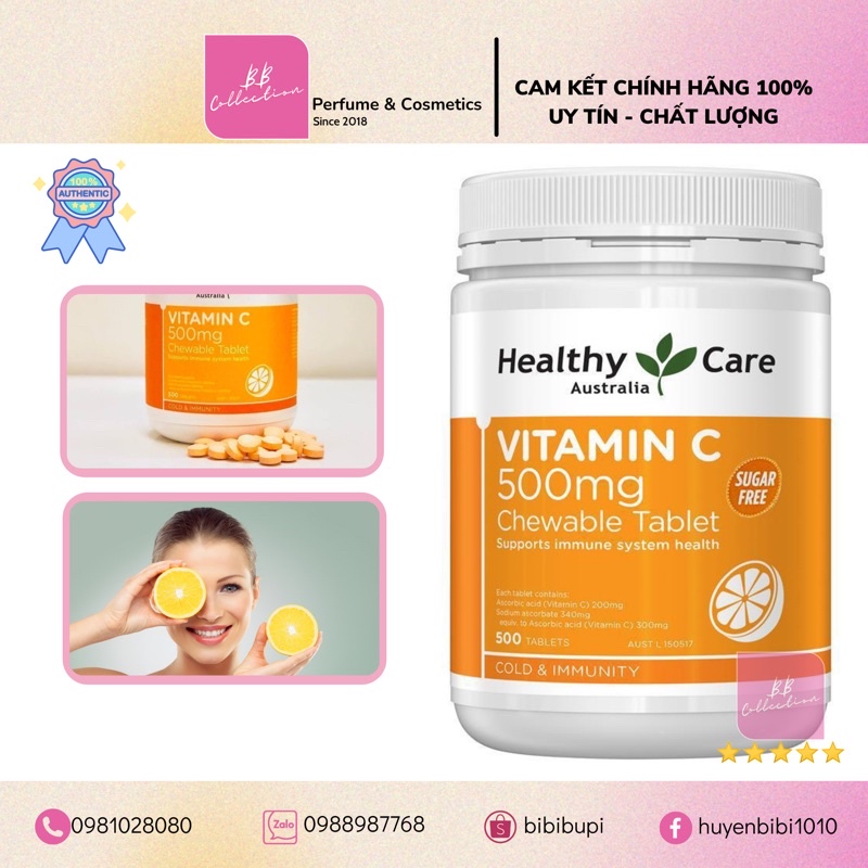 Healthy Care Vitamin C 500mg Chewable 500 viên