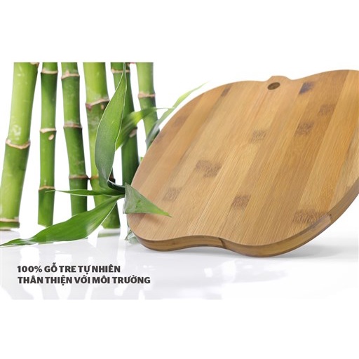 Thớt tre tự nhiên kháng khuẩn SUNHOUSE KS-CH2626B hình quả táo size 26cm