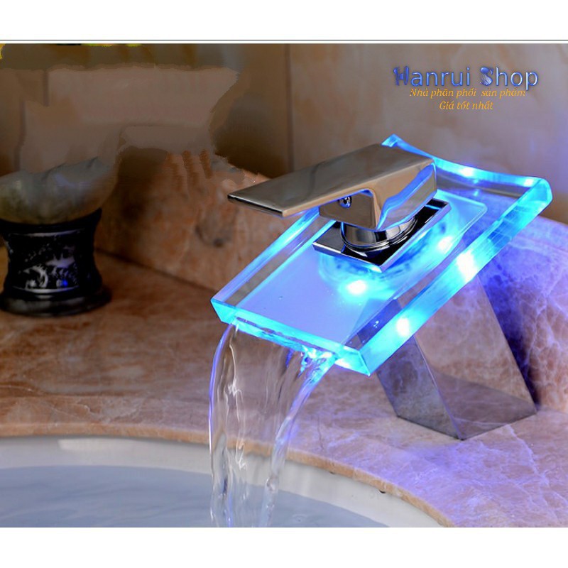 Vòi lavabo kính cường lực đổi màu theo nhiệt độ nước Euro Quality