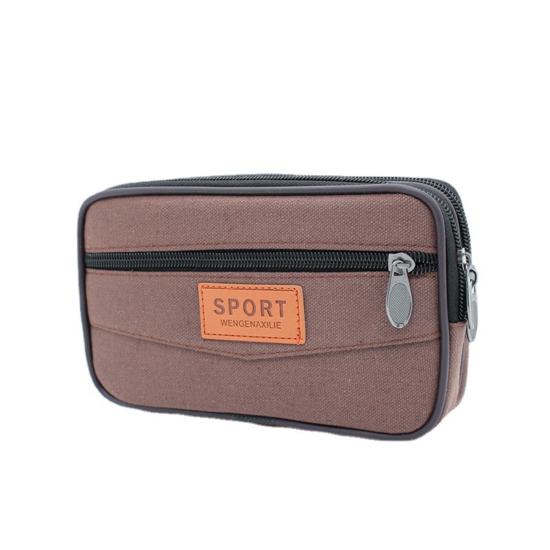 Túi Đeo Thắt Lưng Vải Canvas Kích Thước 7 inch Có Khóa Kéo Dùng Đựng Tiền Xu Hàng Mới