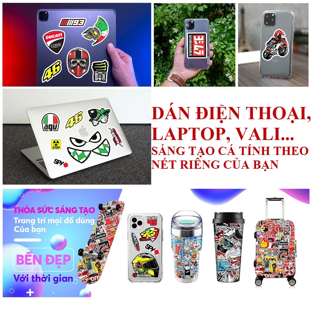 Combo 30 Sticker Chống Nước Decal Dán Điện Thoại Laptop Mũ Bảo Hiểm Vali Guitar Bình Nước Sổ Tay [Spiderman Người Nhện]