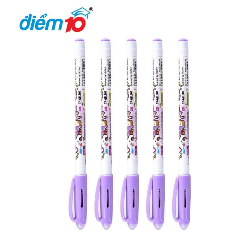 Bút xóa được Thiên Long Điểm 10 TP-GELE01, dành cho học sinh tiểu học viết êm trơn ra đều liên tục, hộp 20 cây [wmart]