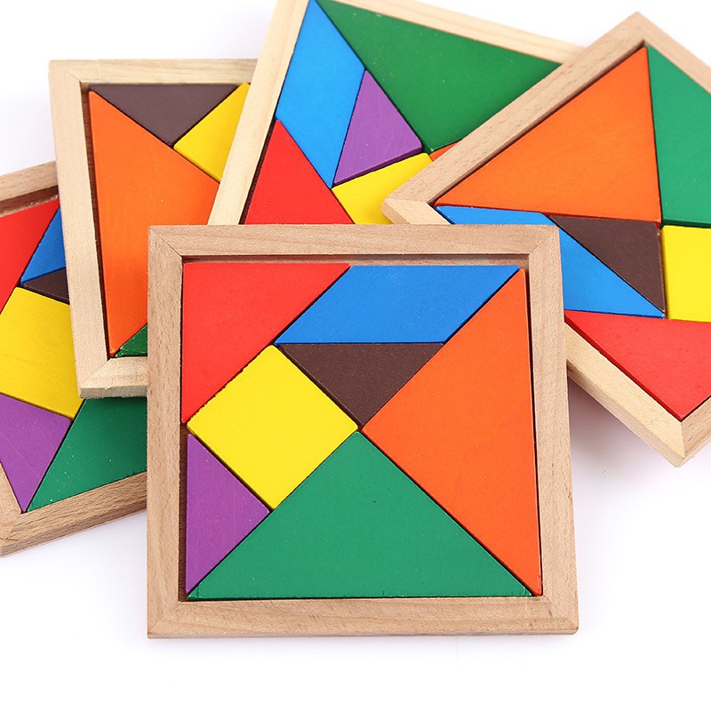 7PCS Câu đố bằng gỗ về não Tangram trẻ em phát triển tinh thần Tangram Trẻ em Giáo dục đồ chơi