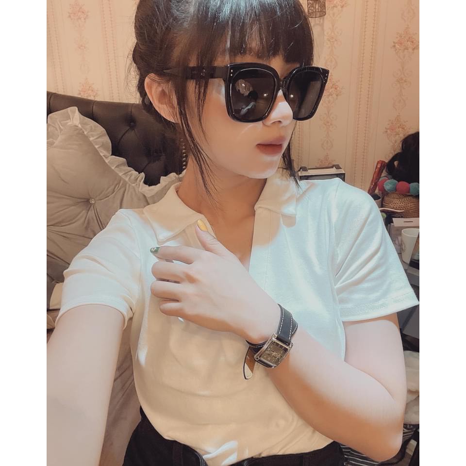 ÁO PHÔNG NỮ CROPTOP CỔ BẺ KHOÉT V DÁNG NGẮN MÀU TRƠN