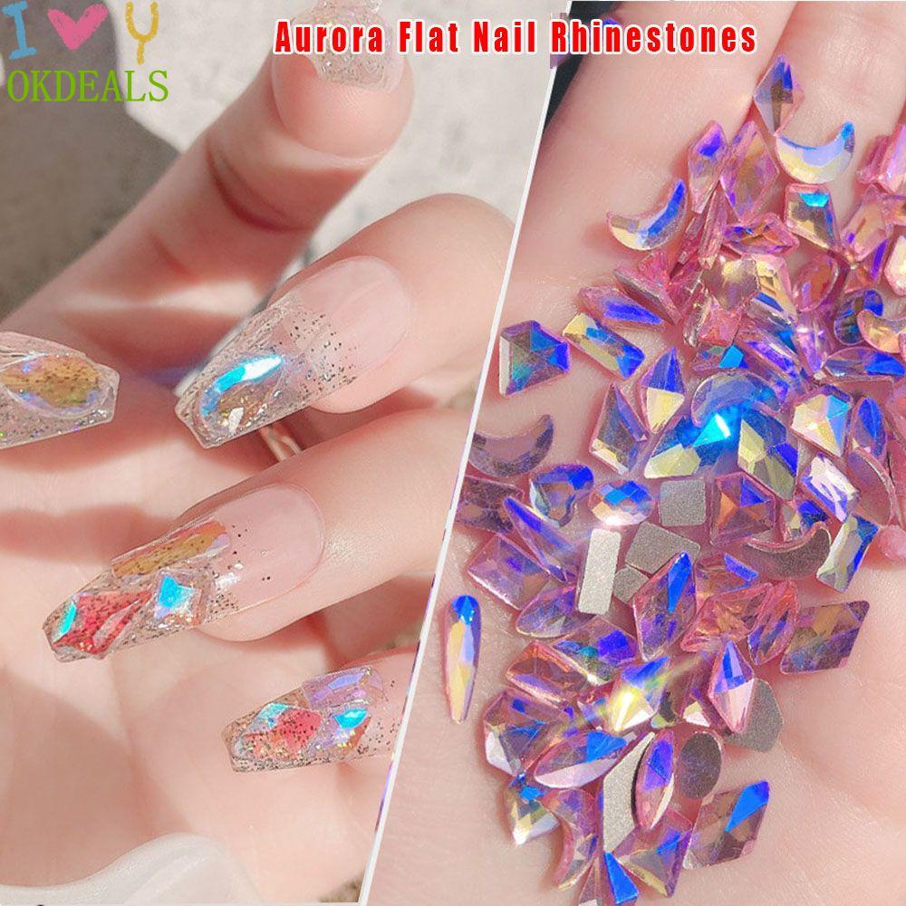 Okdeals 100 Cái Móng Tay Aurora Mới|Đá Kim Cương Trang Trí Móng Tay|Đá Đính Trang Trí Móng Tay 3D Nhiều Màu