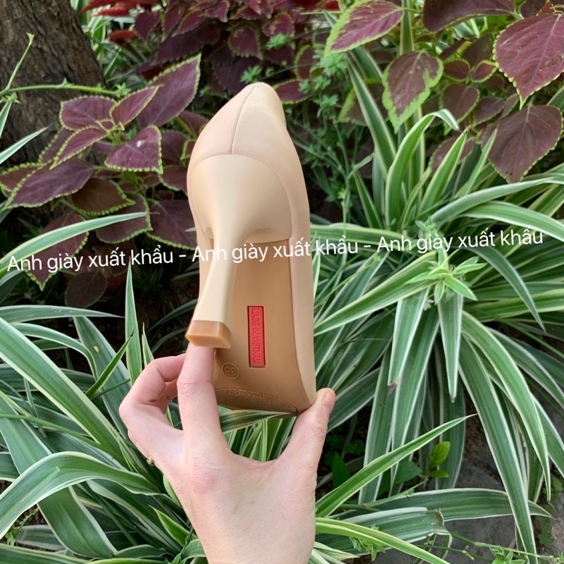 CG48 - Giày sata&amp;jor basic da lì gót nhọn trơn  7p cực êm chân (Ảnh thật, kèm video)
